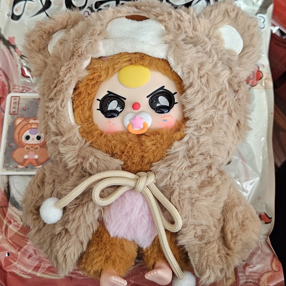 Baby Three I'm‎ Not a Warrior DOUBLE BEAR - Paci Special Crying Eye Plush - NIB